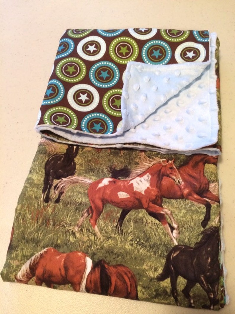 Western Baby Blanket Horse Baby Blanket Minky Baby Blanket Etsy