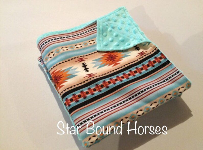 Southwestern Minky Baby Blanket Teal Baby Blanket Western Etsy Canada