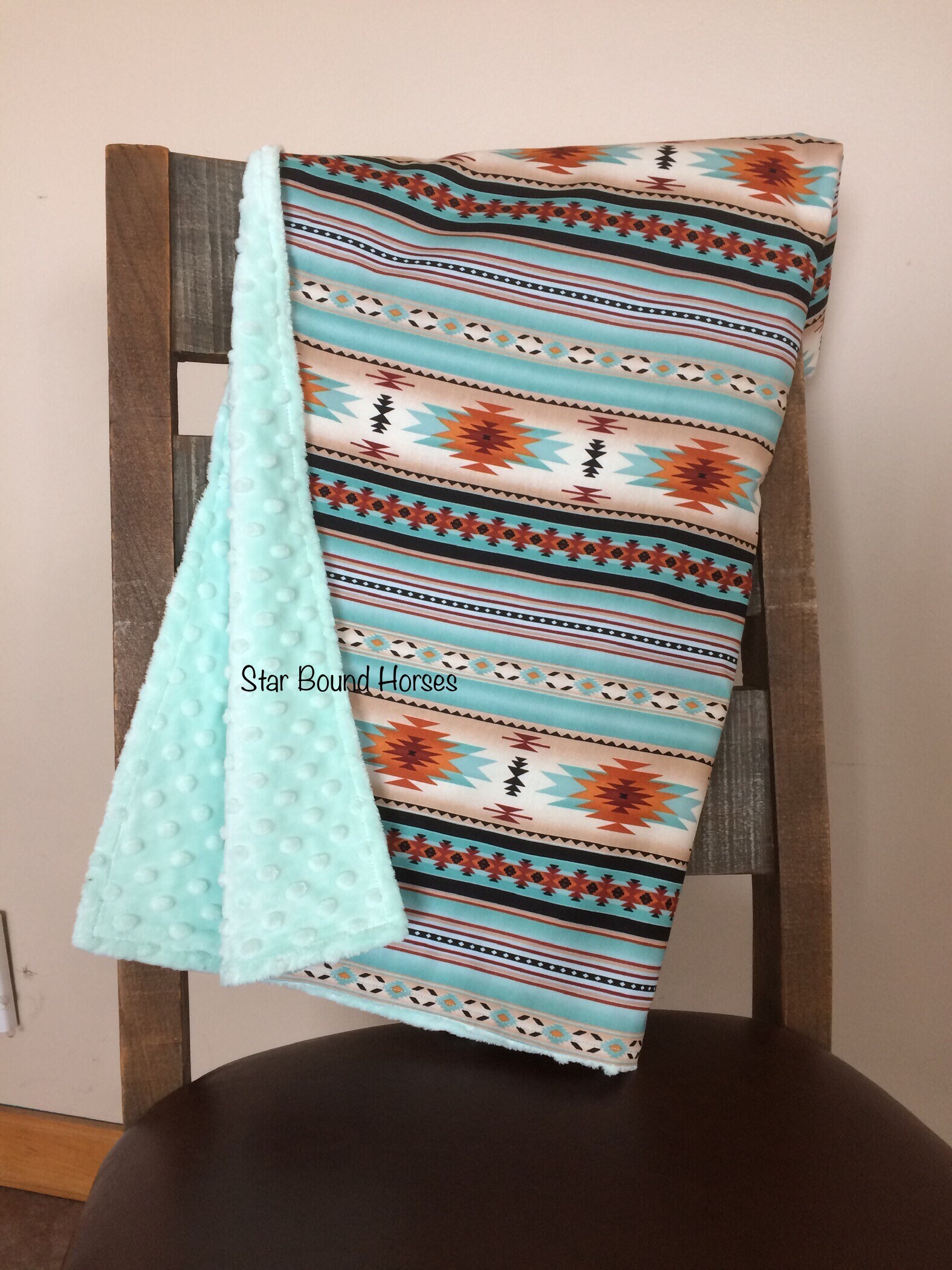 Southwestern Minky Baby Blanket Teal Baby Blanket Western Etsy