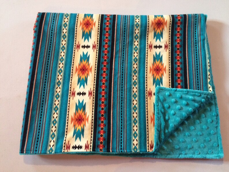 Southwest Baby Blanket Teal Frontier Blanket Aztec Print Etsy