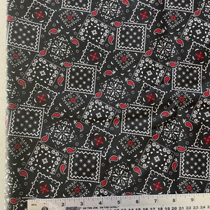 Bulk Fabric - Black Paisley Banadana Print Quilting Cotton - 5yrds total