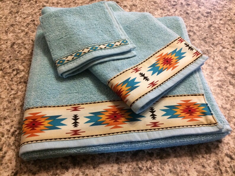Western Towels Blue Bath Western Bathroom Western Etsy