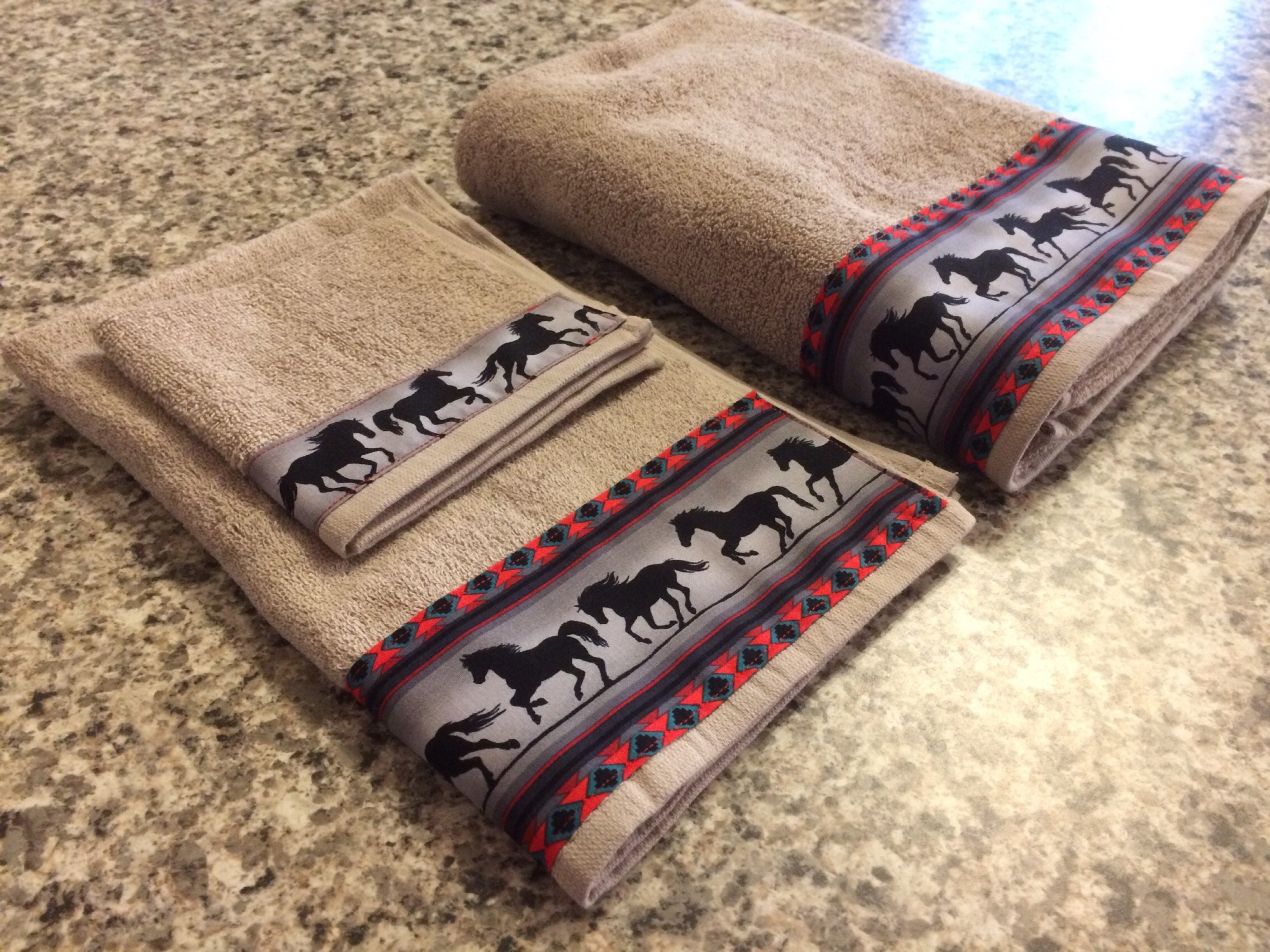 Western Towels Tan Towels Western Bathroom Western Etsy