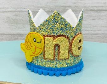 Fishy  Birthday, 1st Birthday Crown, Smash Cake Session, Birthday.  Birthday Hat, One birthday, 1st Birthday Fishing Crown,