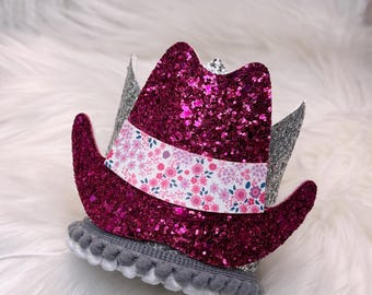 Cowboy Hat Birthday Crown, Farm Crown. Farm Birthday, western Birtday.  Custom Birthday Crown, 1st Birthday