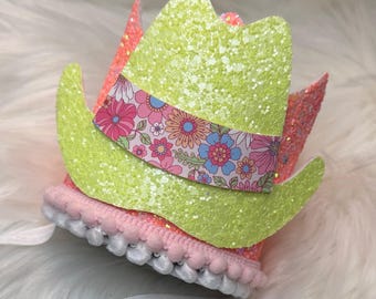 Cowboy Hat Birthday Crown, Farm Crown. Farm Birthday, western Birtday.  Custom Birthday Crown. 1st Birthday
