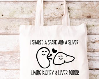 Double Donor Tote Bag, Double Living Donor Tote Bag,  Living Donor,  Kidney and Liver Donor, Tote Bag,  Donate Life,  Organ Donor Tote Bag
