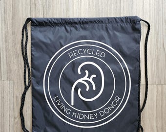Kidney Donor Draw String Backpack, Living Donor Tote Bag,  Living Donor,  Kidney Donor, Tote Bag,  Donate Life,  Organ Donor Tote Bag