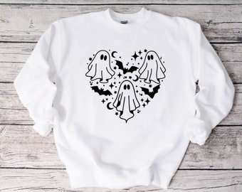 Ghost Heart Halloween Sweatshirt, Funny Sweatshirt, Unisex Sweatshirt, Funny Shirt, Halloween