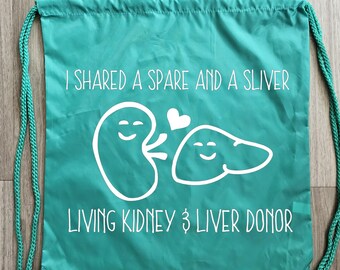 Double Donor Draw String Backpack, Living Donor Tote Bag,  Living Donor, Liver Donor, Kidney Donor, Double Donor