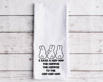 Hip Hop Easter Flour Sack Tea Towel, Tea Towel, Funny Kitchen Towel, Flour Sack Towel, Easter Towel