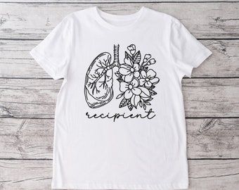 Floral Lung Recipient Crew Neck T-shirt, Donate Life, Lung Transplant Recipient, Transplant Recipient