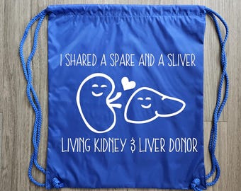Double Donor Draw String Backpack, Living Donor Tote Bag,  Living Donor, Liver Donor, Kidney Donor, Double Donor