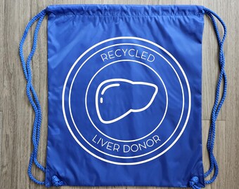 Liver Donor Draw String Backpack, Living Donor Tote Bag,  Living Donor, Liver Donor, Tote Bag,  Donate Life,  Organ Donor Tote Bag