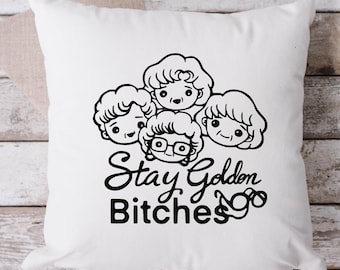 Stay Golden White Pillow, Throw Pillow, Funny Pillow, Sarcastic Pillow, 18 x 18 Pillow, Pillow, White Pillow