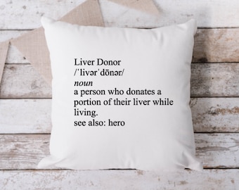 Liver Donor Pillow, Living Donor Pillow,  Living Donor,  Liver Donor, Throw Pillow,  Donate Life, Organ Donor Throw Pillow