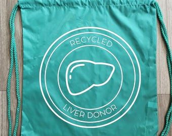 Liver Donor Draw String Backpack, Living Donor Tote Bag,  Living Donor, Liver Donor, Tote Bag,  Donate Life,  Organ Donor Tote Bag