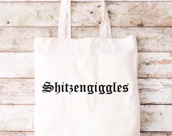 Shitzengiggles Tote Bag, Funny Tote Bag, Tote Bag, Canvas Tote Bag