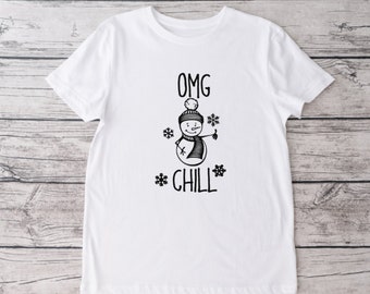 OMG Chill Holiday Crew Neck T-shirt, Lucky, Unisex Tshirt, Funny Tshirt, Christmas Shirt, Holiday Shirt