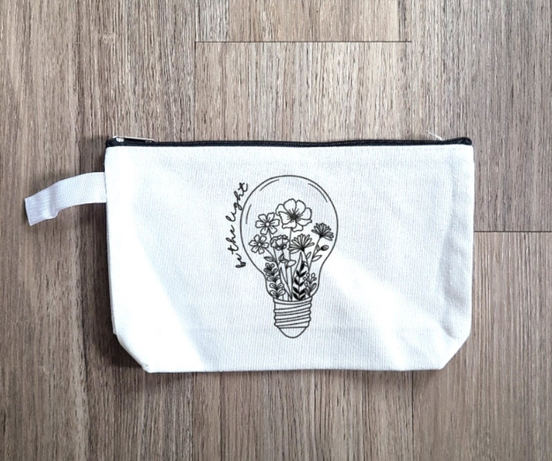 Be The Light Pouch: Cotton Canvas Makeup Bag, Purse Organizer - Image 1