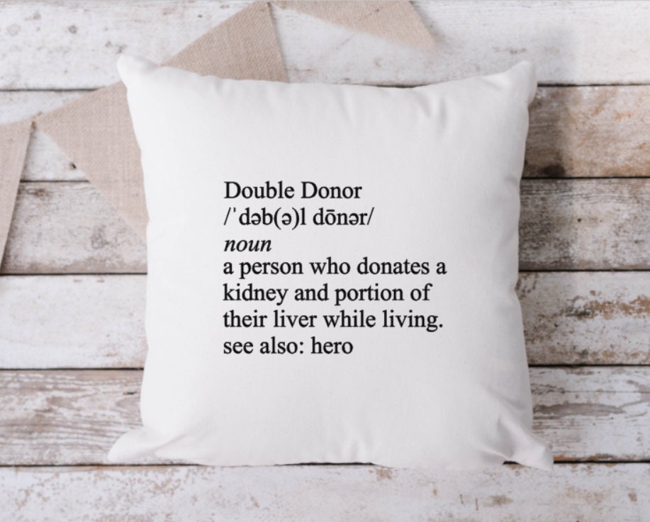 Double Living Donor Pillow: Kidney & Liver Donation Throw Pillow