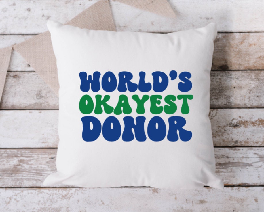 World's Okayest Donor Throw Pillow - Donate Life Cotton Pillow
