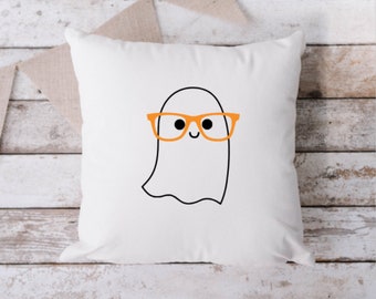 Ghost In Glasses Pillow, Throw Pillow, Halloween Pillow 18 x 18 Pillow, Pillow, Ghosts, Cute Ghost