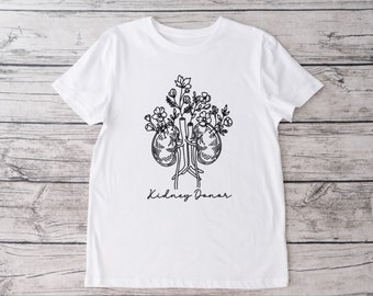 Floral Kidney Donor Crew Neck T-shirt, Donate Life, Living Donor, Kidney Donor, Double Donor
