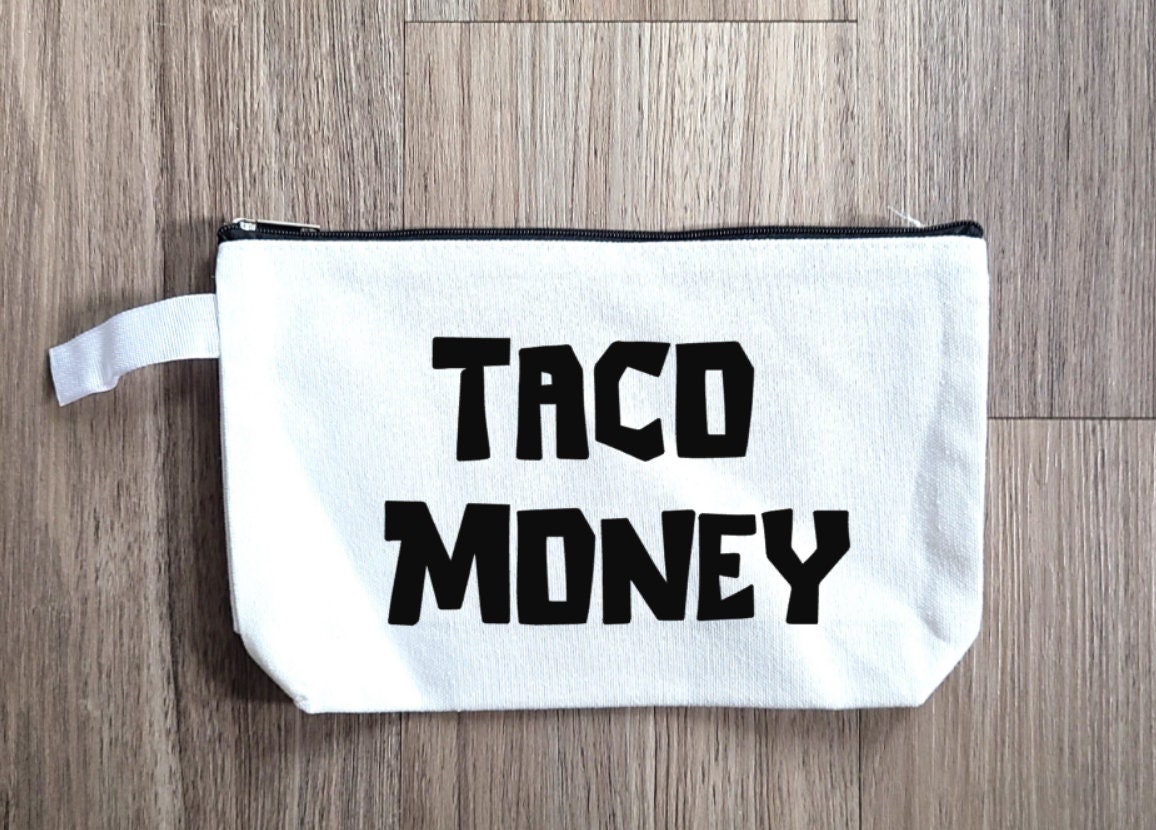 Taco Money Pouch: Cotton Canvas Makeup Bag, Purse Organizer