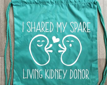 Kidney Donor Draw String Backpack, Living Donor Tote Bag,  Living Donor,  Kidney Donor, Tote Bag,  Donate Life,  Organ Donor Tote Bag