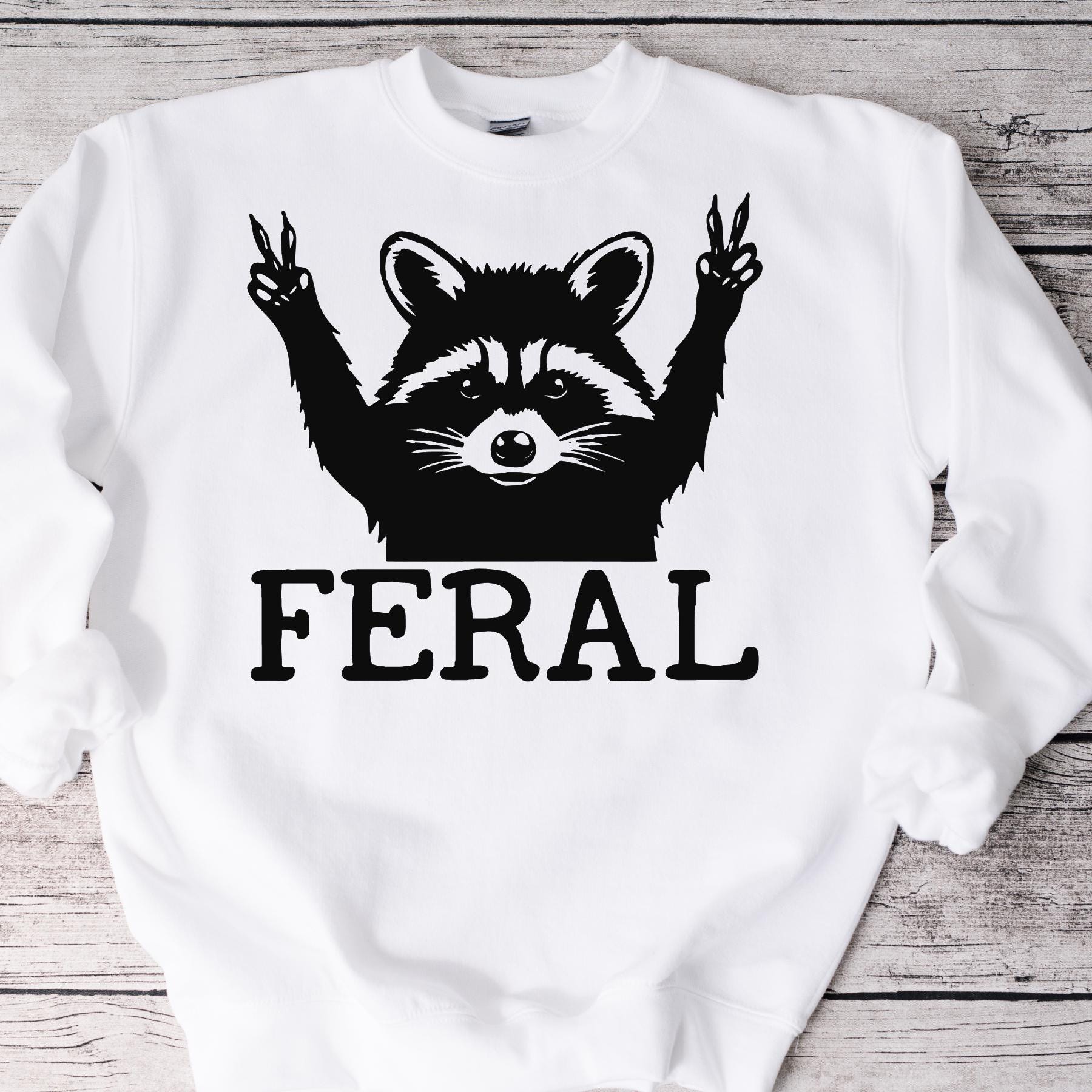 Feral Trash Panda Sweatshirt: Funny Raccoon Graphic Unisex Shirt - Thumbnail 2