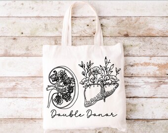 Double Donor Tote Bag, Double Living Donor Tote Bag,  Living Donor,  Kidney and Liver Donor, Tote Bag,  Donate Life,  Organ Donor Tote Bag
