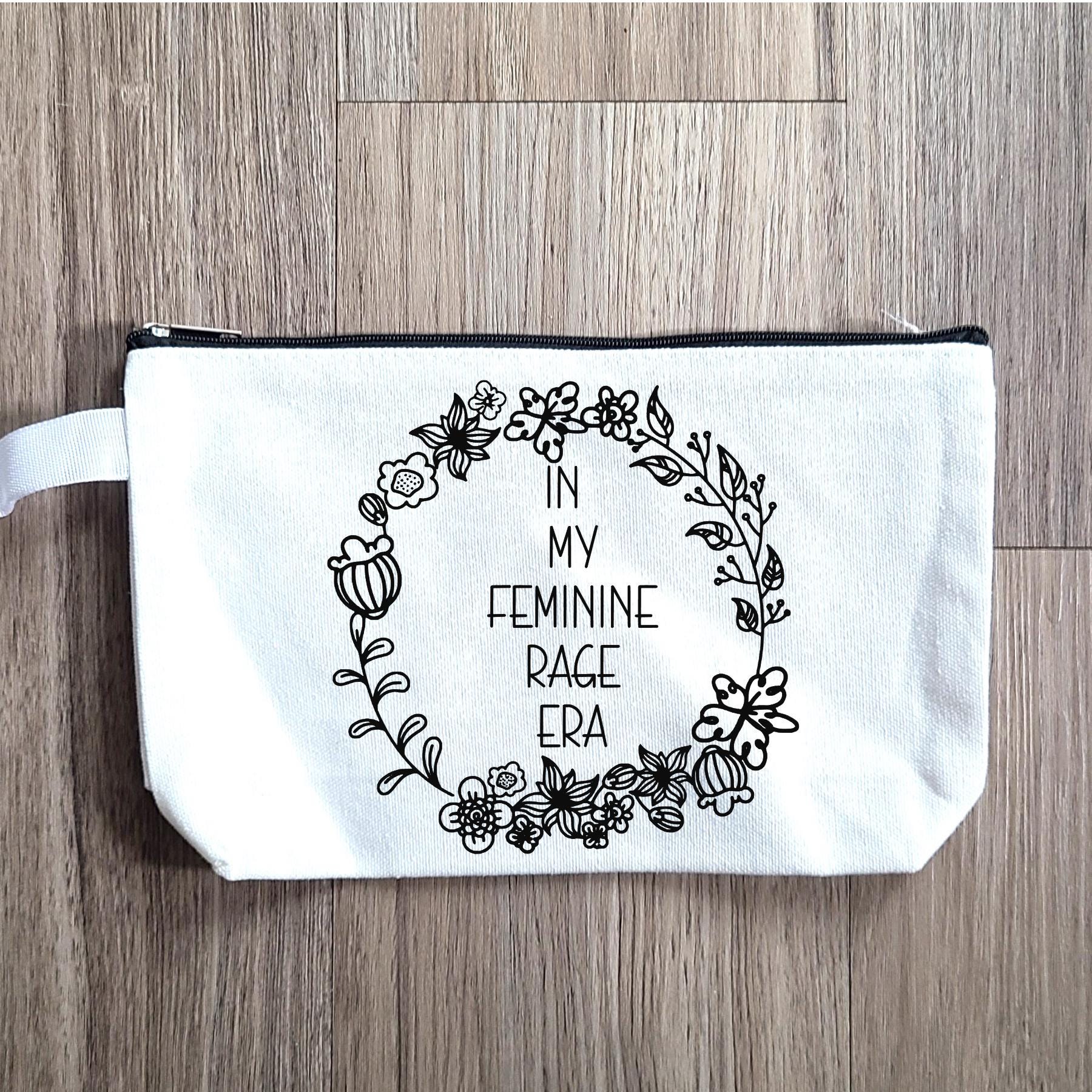 Feminine Rage Era Pouch: Cotton Canvas Makeup Bag, Purse Organizer