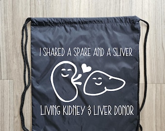 Double Donor Draw String Backpack, Living Donor Tote Bag,  Living Donor, Liver Donor, Kidney Donor, Double Donor