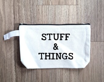 Stuff & Things Pouch, Makeup Bag, Makeup Pouch, Purse Organizer, Snack Bag, Pouch, Small Bag, Cosmetic Bag
