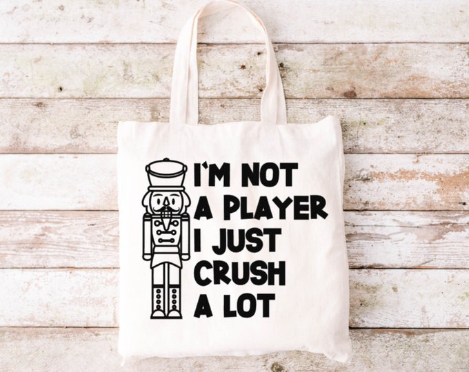 Featured listing image: Nutcracker Tote Bag, Funny Tote Bag, Tote Bag, Canvas Tote Bag, Christmas Tote, Holiday Tote