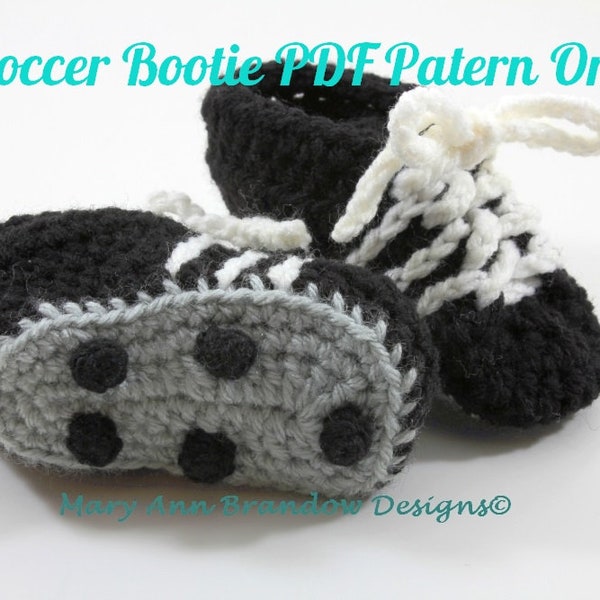 Soccer Cleat Baby Booties PDF Crochet Pattern,4 sizes,0-12mo,DIY,PDF,Cleats,Soccer,Pattern,baby, crochet pattern,baby booties pattern