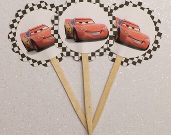 Red Cars cupcake toppers
