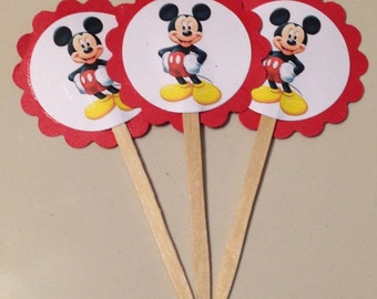 Red and black Cupcake Toppers