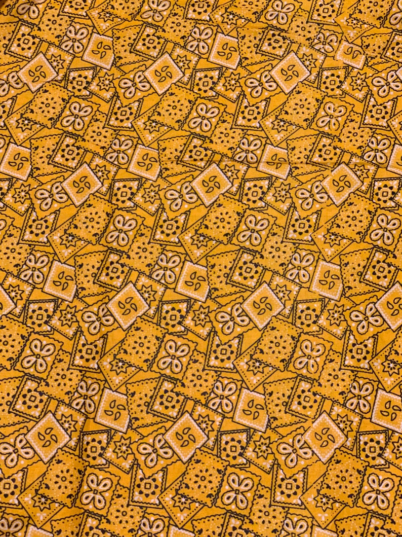 Yellow Bandana print 100 cotton fabric Etsy