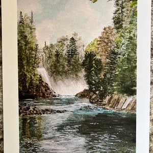 Waterfall Forest - print of watercolor painting
