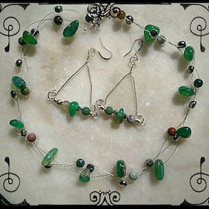 Semi precious necklace and earring set