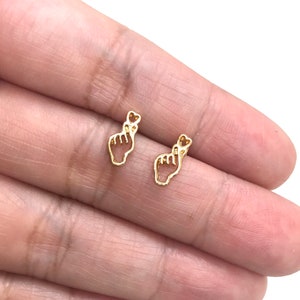 heart symbol, k-pop, k-drama, heart hand gesture, saranghae, tiny studs, cute earrings, stacking earrings, gift for friends, I love you gift image 1