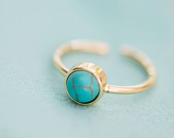 Turquoise Ring, gemstone ring, yellow gold ring, semi precious, promise ring, engagement ring, bridesmaid gift, december birthstone ring