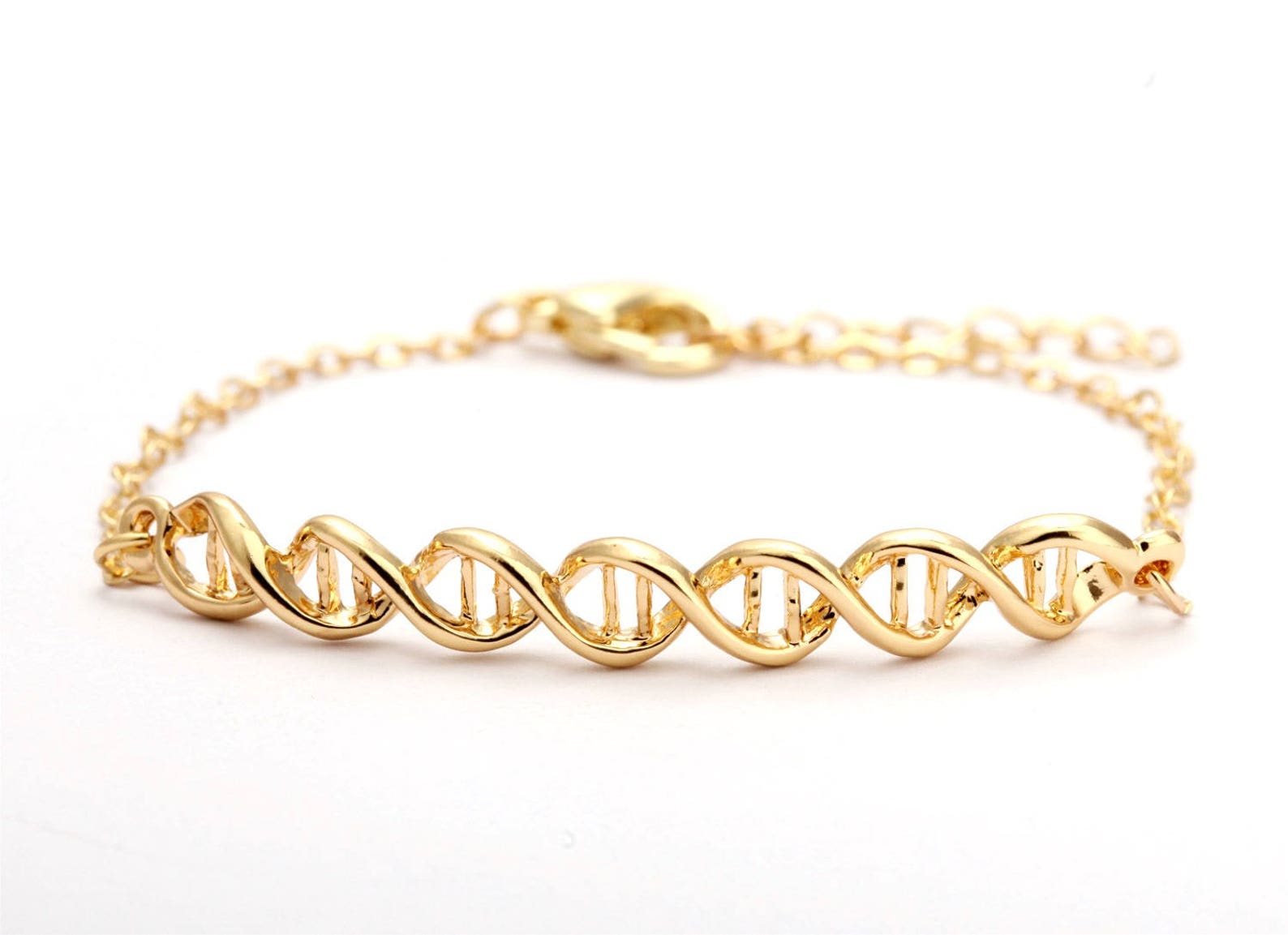 DNA Bracelet silver or yellow gold finish chromosome Etsy