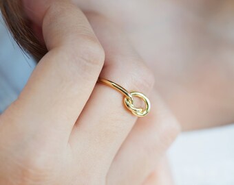 Love Knot Ring - silver or yellow gold finish - open love ring, tie the knot, wedding bride, bridesmaids gift, stackable ring, promise ring