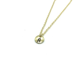 Initial Coin Necklace, dainty letter necklace, alphabet gold necklace, gift under 10, simple everyday necklace, name necklace,