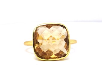 Vermeil Bezel Set Citrine Gemstone Cocktail Ring