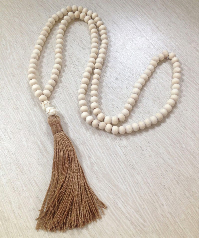 Wood Tassel Necklace long wood necklace, bohemian necklace, turquoise necklace, howlite necklace, statement necklace, long necklace image 8