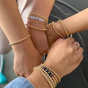 Gold Filled Ball Bracelets, personalized gift, coin bracelet, gold stacking bracelet, bridesmaids gift, bridal party gift, mrs bracelet